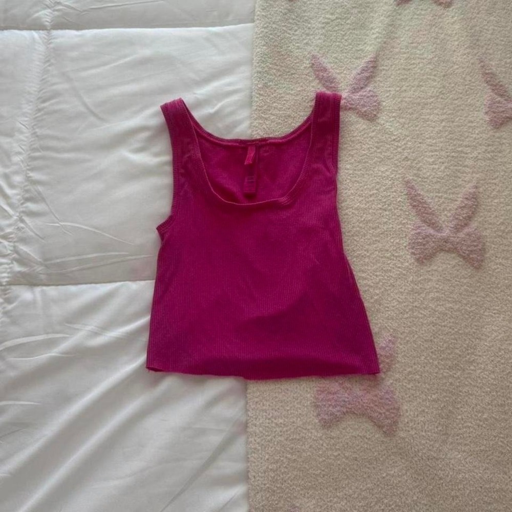 hot pink skims cotton ribbed tank‎ top